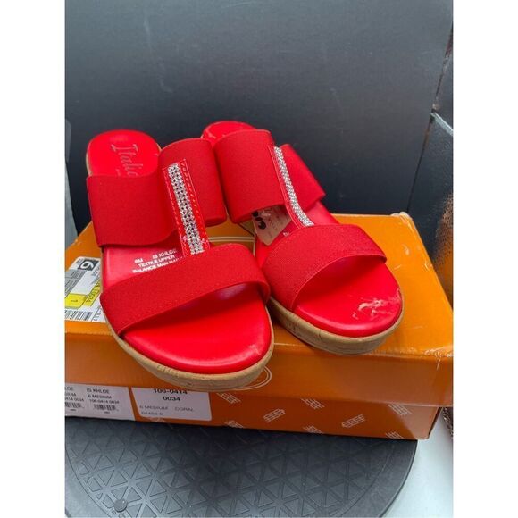 Italiana by Italian Shoemakers Womens Tracii Wedge Sandal Women’s Size 6 with Rh - Picture 1 of 10